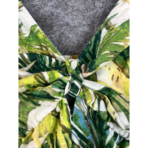 Taylor Tropical Leaf Maxi Dress Size 14 Resortwear Coastal Vibes Boho Chic - Picture 7 of 13
